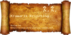 Kramarik Krisztina névjegykártya